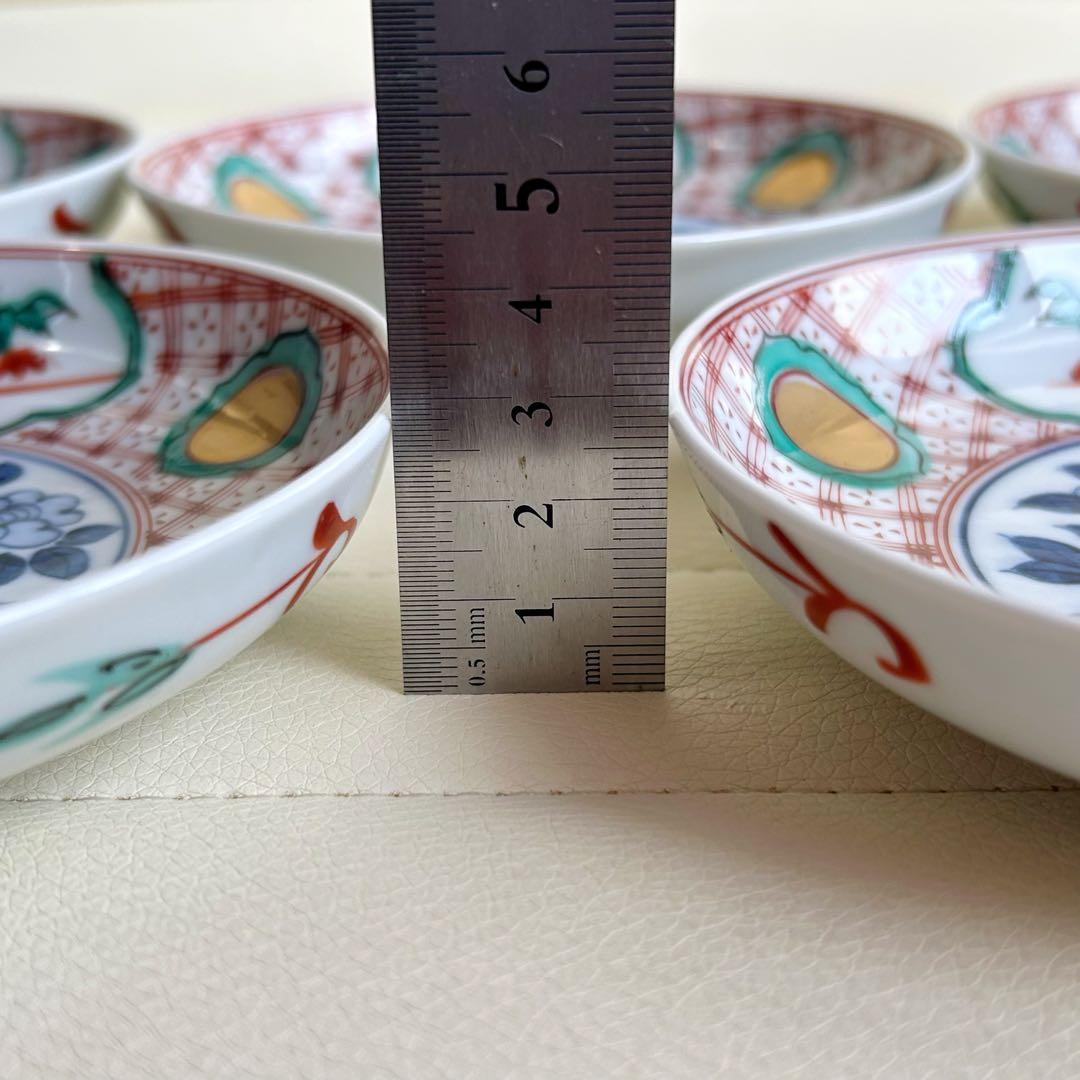 清水焼　京焼　呉須赤絵花鳥　金彩　銘々皿揃　5枚セット　取り皿　古伊万里　色絵