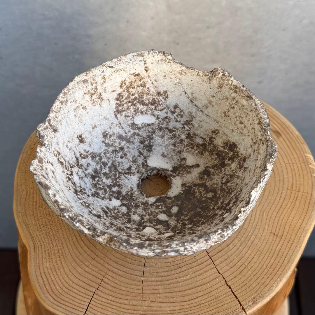 たけろうポット ちぎり 白サビ 安西岳郎 芽の巣山 植木鉢