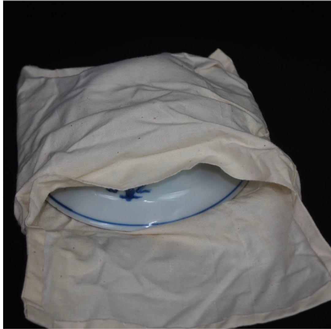 送料無料　明末～清初　松鹿鳥図染付碗　径16.5ｃｍ　中国古玩