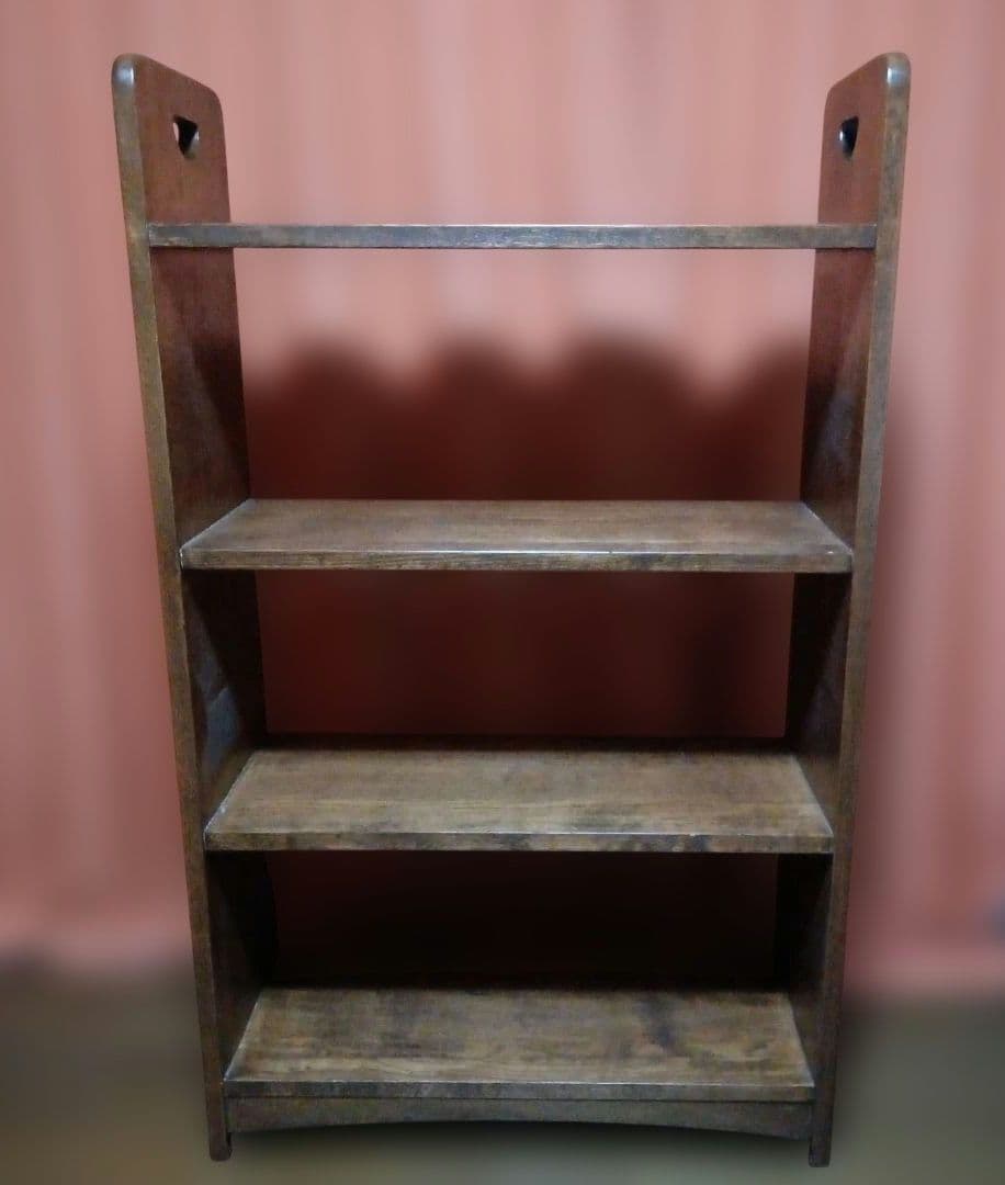 【N】高級アメリカンヴィンテージ ウッドラック シェルフ 茶 4段