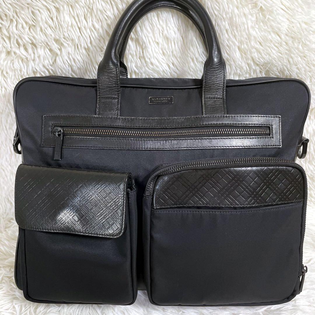 バーバリー 2way ビジネスバッグ ブリーフケース A4 型押し レザー