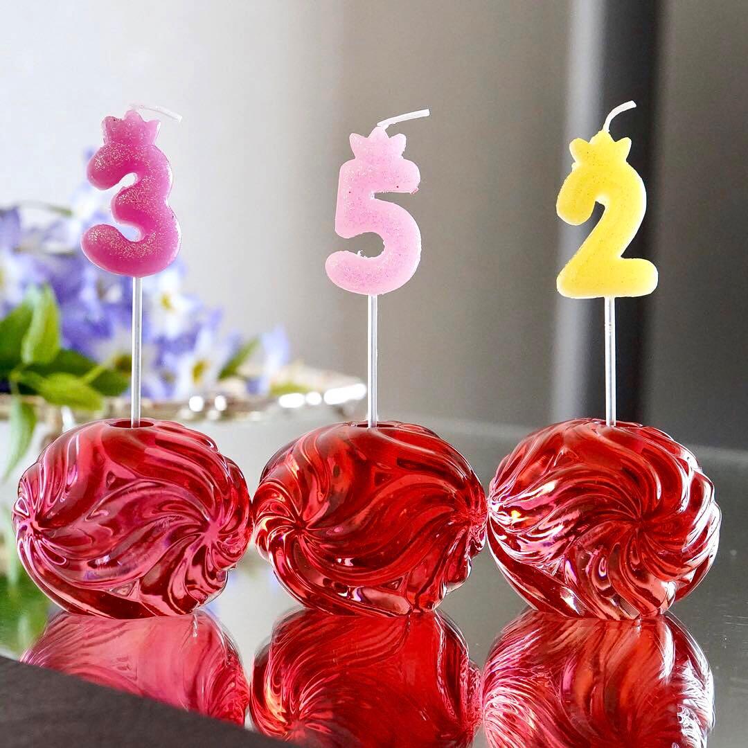 可愛いオールドバカラBACCARATローザス燭台★レッド★キャンドルスタンド★A