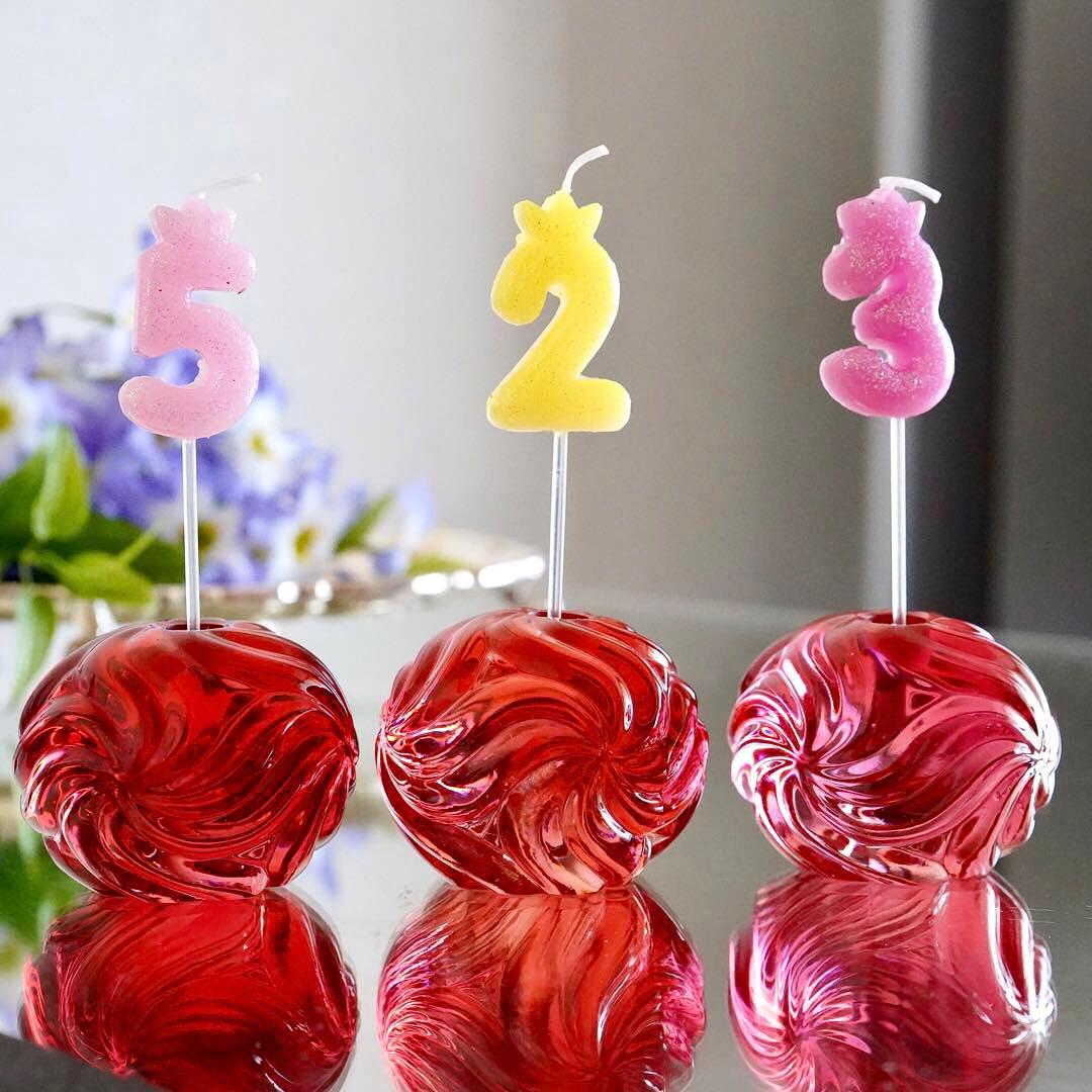 可愛いオールドバカラBACCARATローザス燭台★レッド★キャンドルスタンド★A