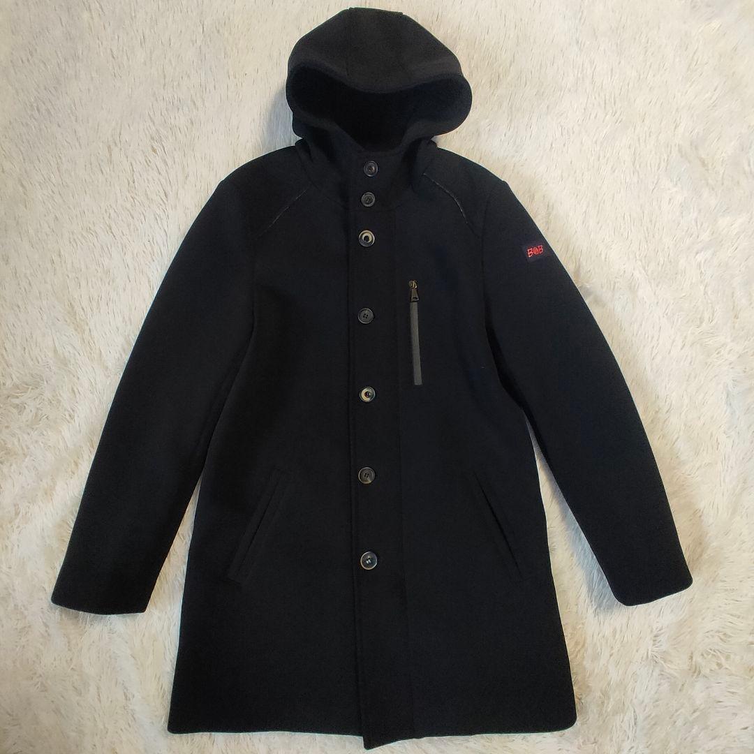 BOB ボンディングコート 大きいサイズ フーデットコート チェック ブラック