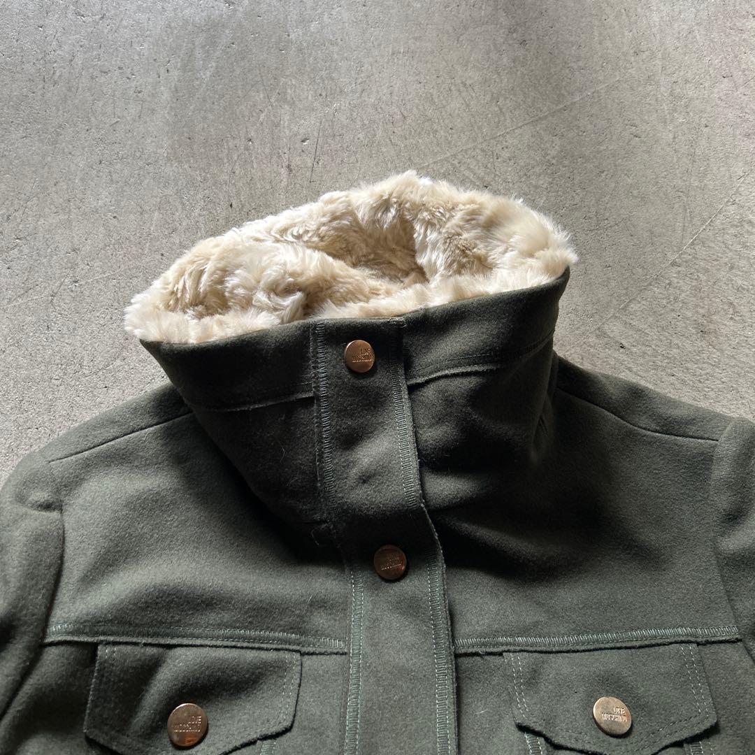 LOVE MOSCHINO ミリタリーコートSサイズ襟袖ファーカーキ