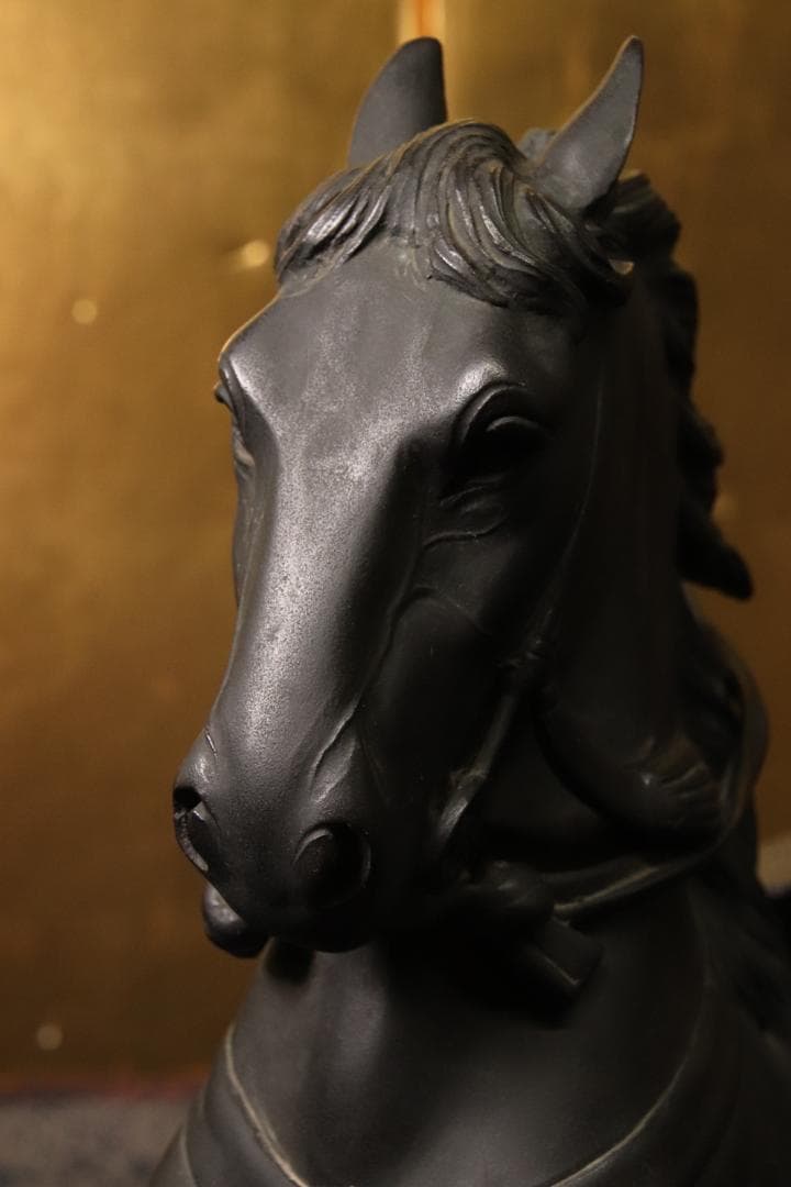 金工師　美雪作　古銅製　銀象嵌　楠木正成公　高さ48㎝　重さ14㎏ EE001