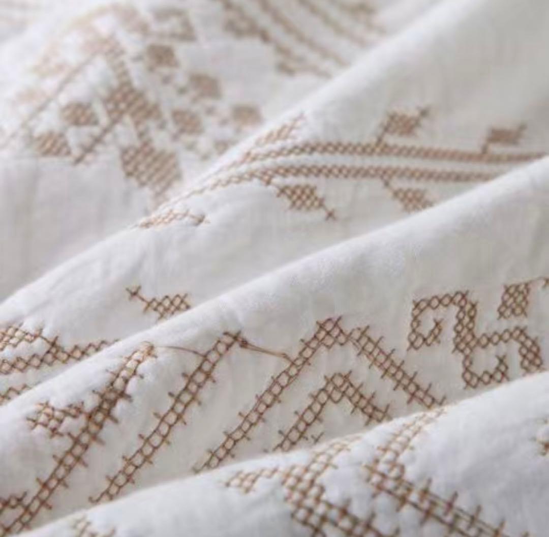 大判 刺繍キルトベッドカバー3点セット綿100%