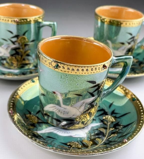 【希少】オールドニッポン ジュエル ティーセット ラスター彩 フライングスワン