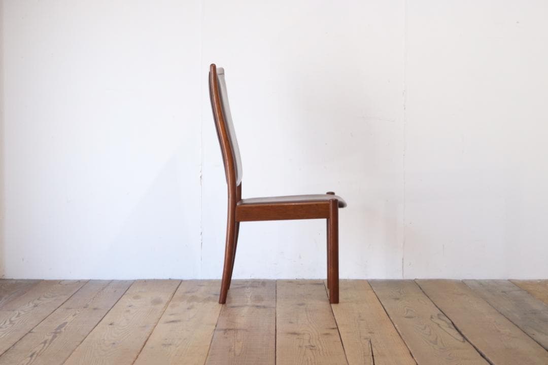 ヴィンテージ 山口木材工芸 チーク材 ダイニングチェア 椅子 低座 合皮 茶 2