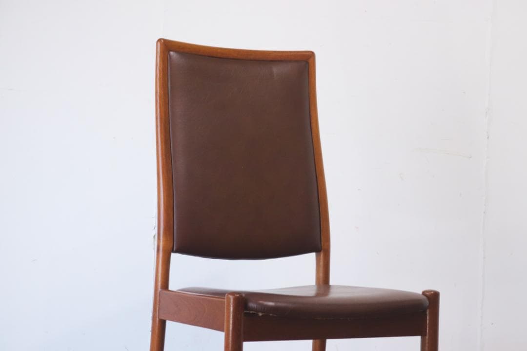 ヴィンテージ 山口木材工芸 チーク材 ダイニングチェア 椅子 低座 合皮 茶 2