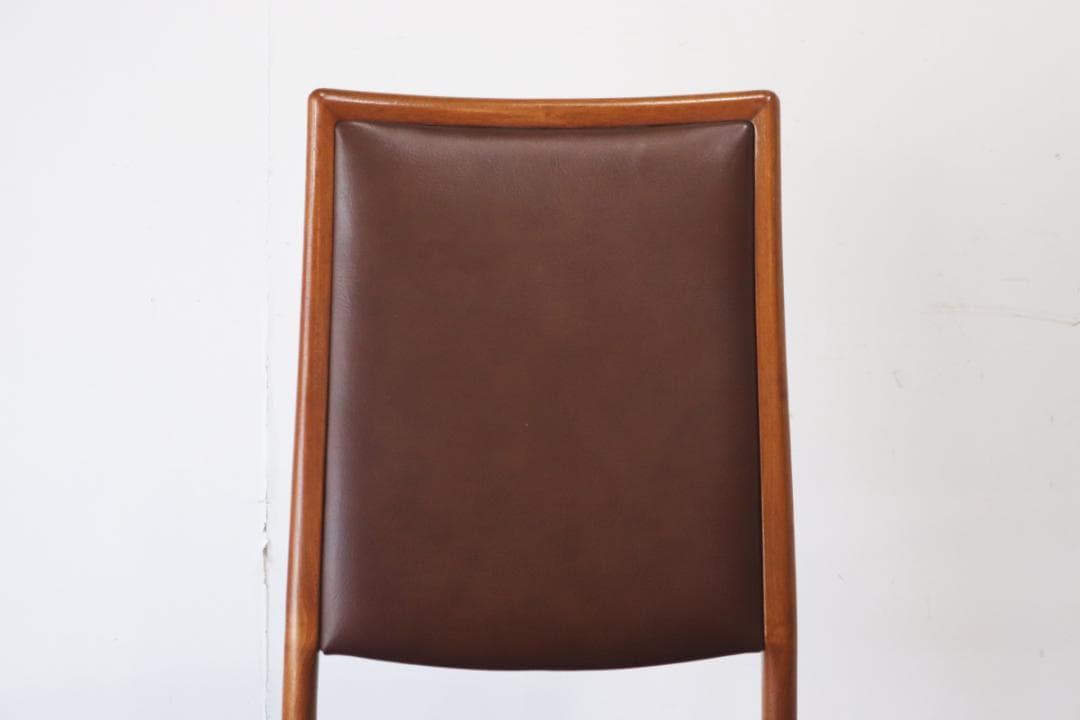 ヴィンテージ 山口木材工芸 チーク材 ダイニングチェア 椅子 低座 合皮 茶 2