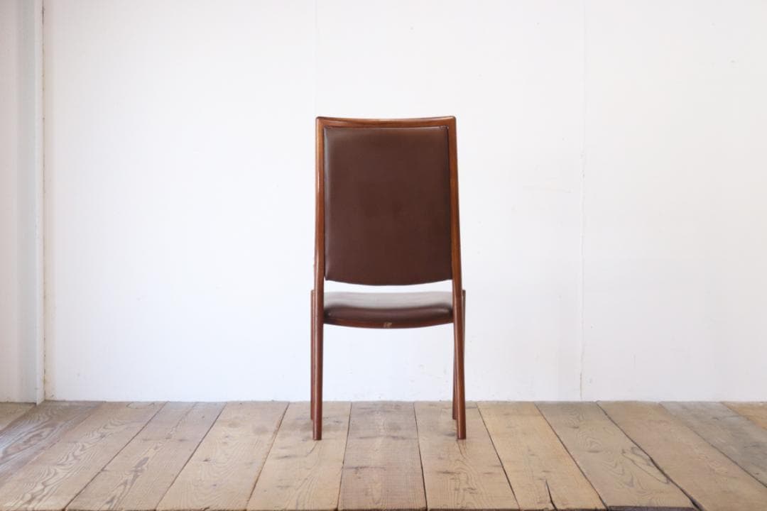 ヴィンテージ 山口木材工芸 チーク材 ダイニングチェア 椅子 低座 合皮 茶 2