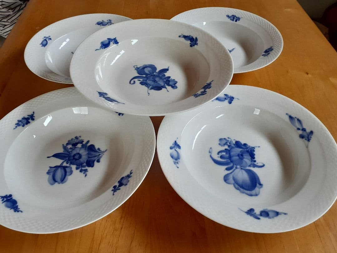 未使用　ロイヤルコペンハーゲン　ブルーフラワー　25cm ボウル　深皿　5枚