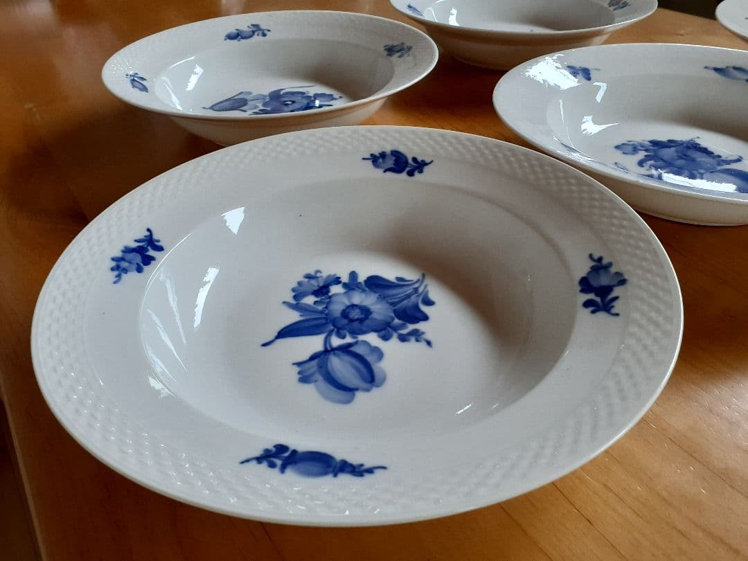 未使用　ロイヤルコペンハーゲン　ブルーフラワー　25cm ボウル　深皿　5枚