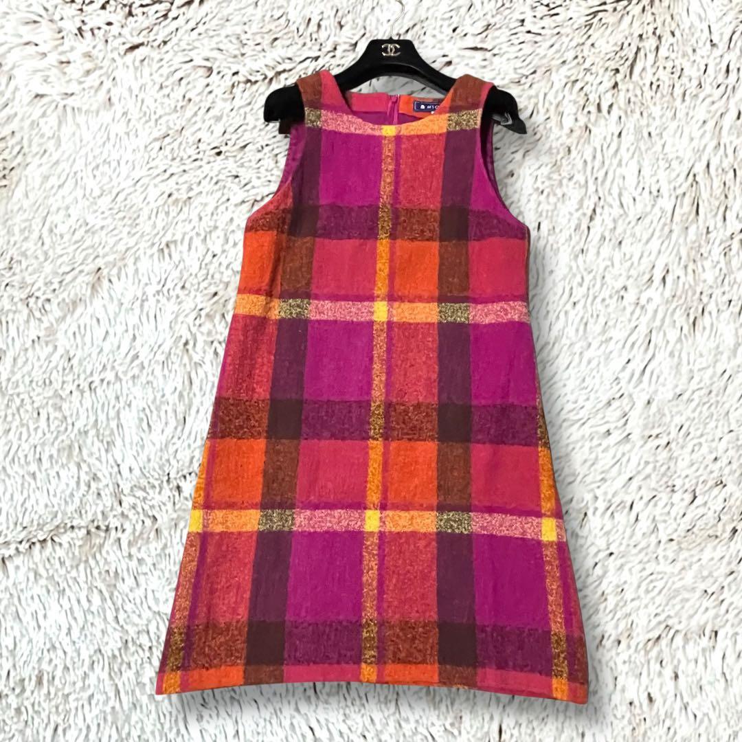 美品◆M'S GRACY◆チェック柄 ノースリーブ ワンピース 40　893E