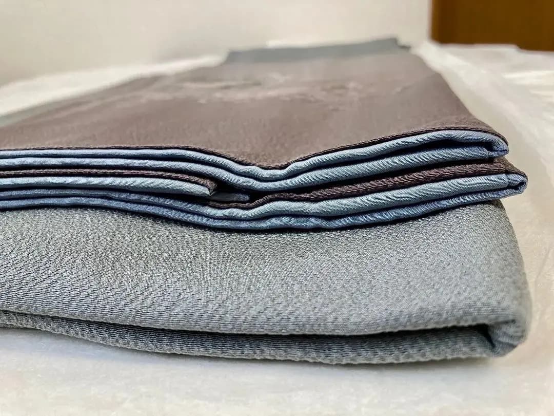 未使用 長期保存品 精緻な汕頭刺繍 上質正絹縮緬 訪問着 秀逸染めグラデーション