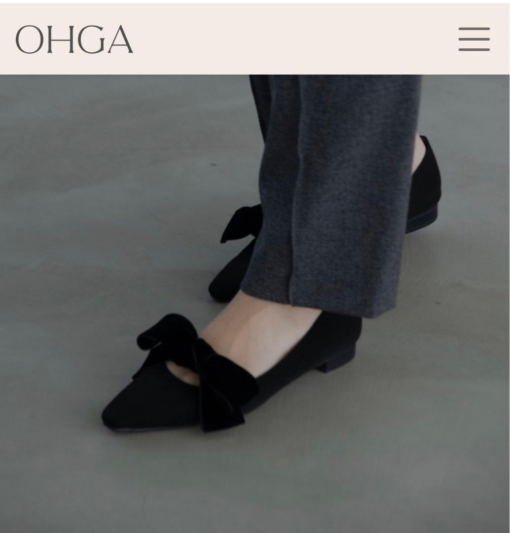 OHGA ベロアリボンパンプス