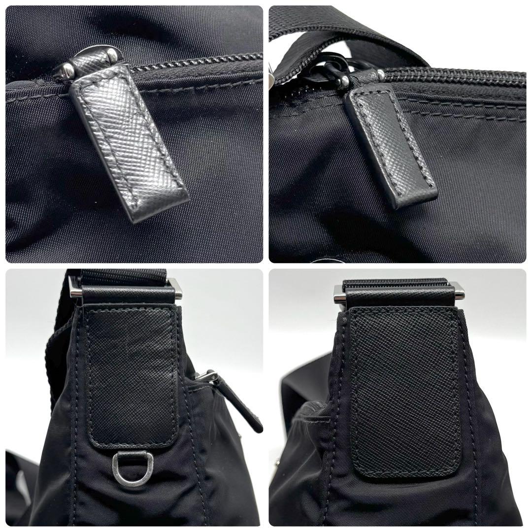 【現行型・極上美品✨】プラダ ショルダーバッグ サフィアーノレザー ナイロン 黒