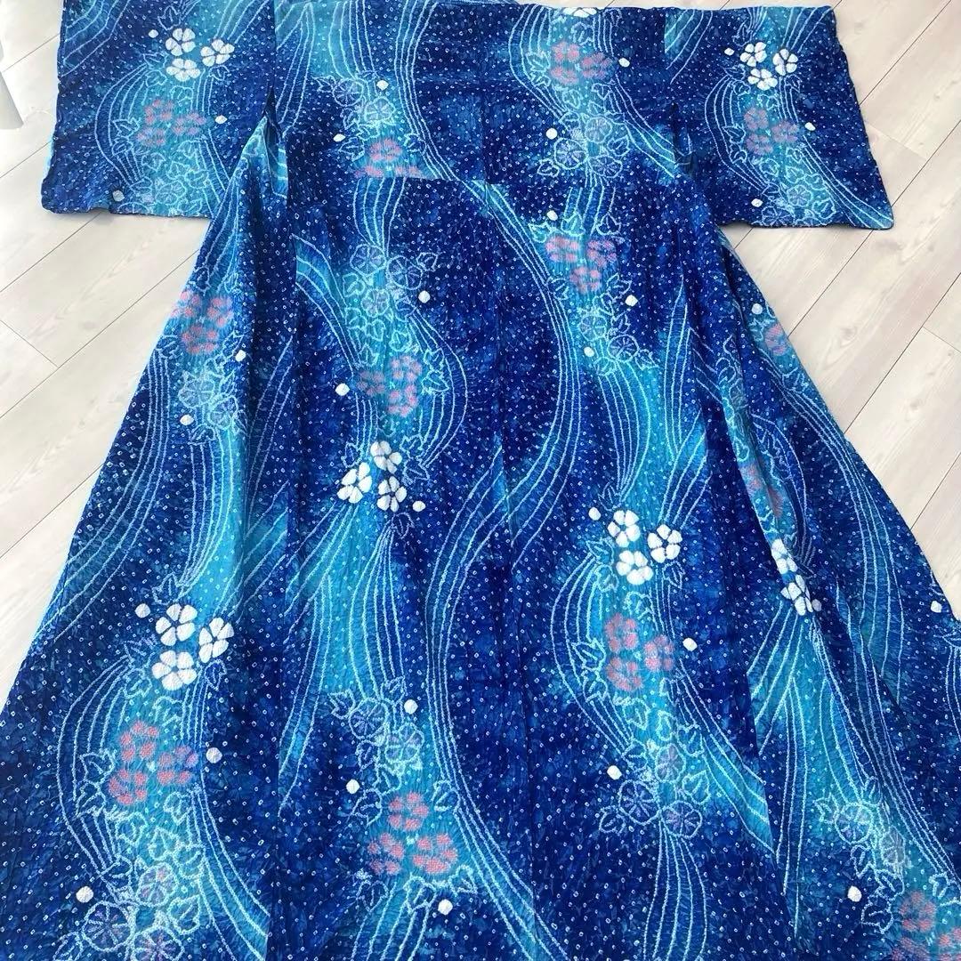 ないち 有松絞り浴衣　身丈160cm 裄70cm 手縫い No.1-23