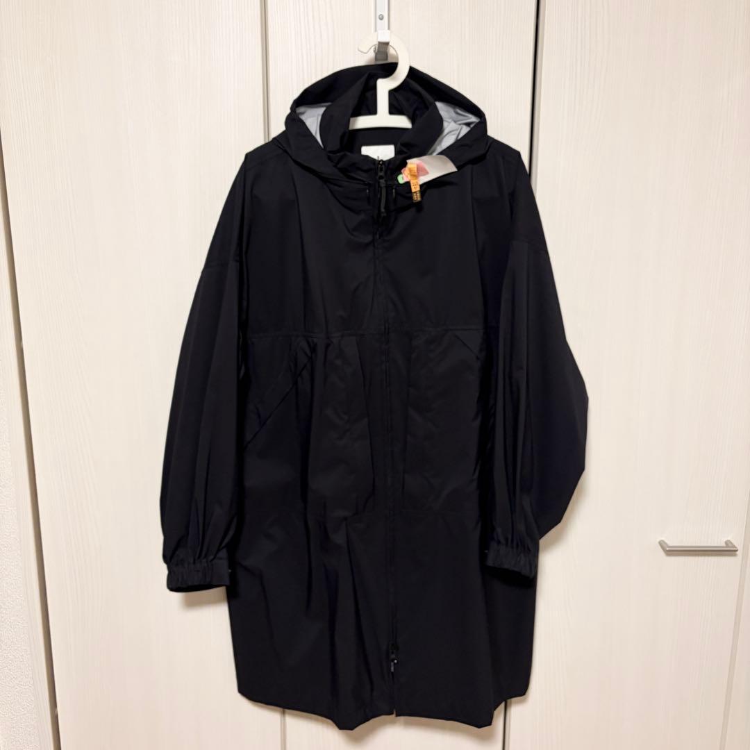 クリーニング済 I ロング ナイロンコート フード 黒 BLACK