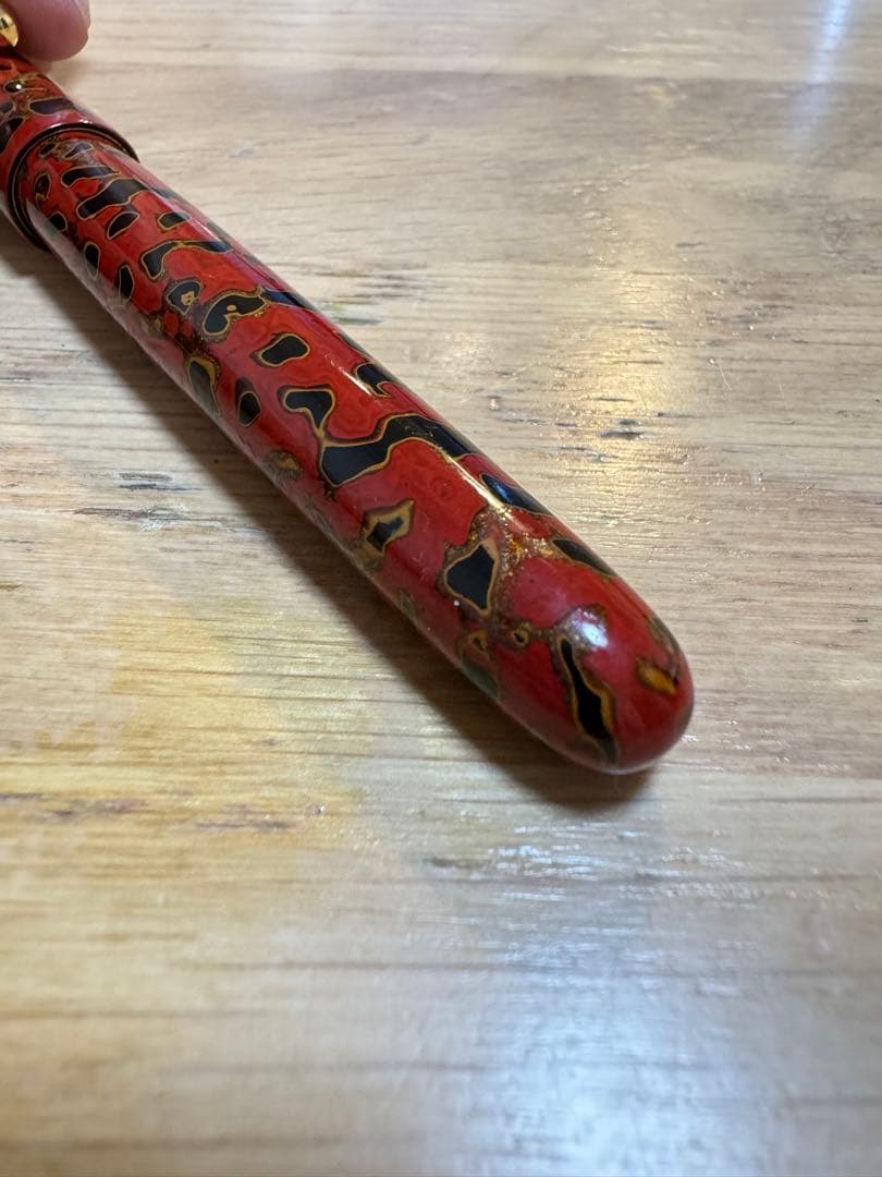 超希少 PILOT 津軽塗 万年筆 14K-585 F A208 朱色 文房具