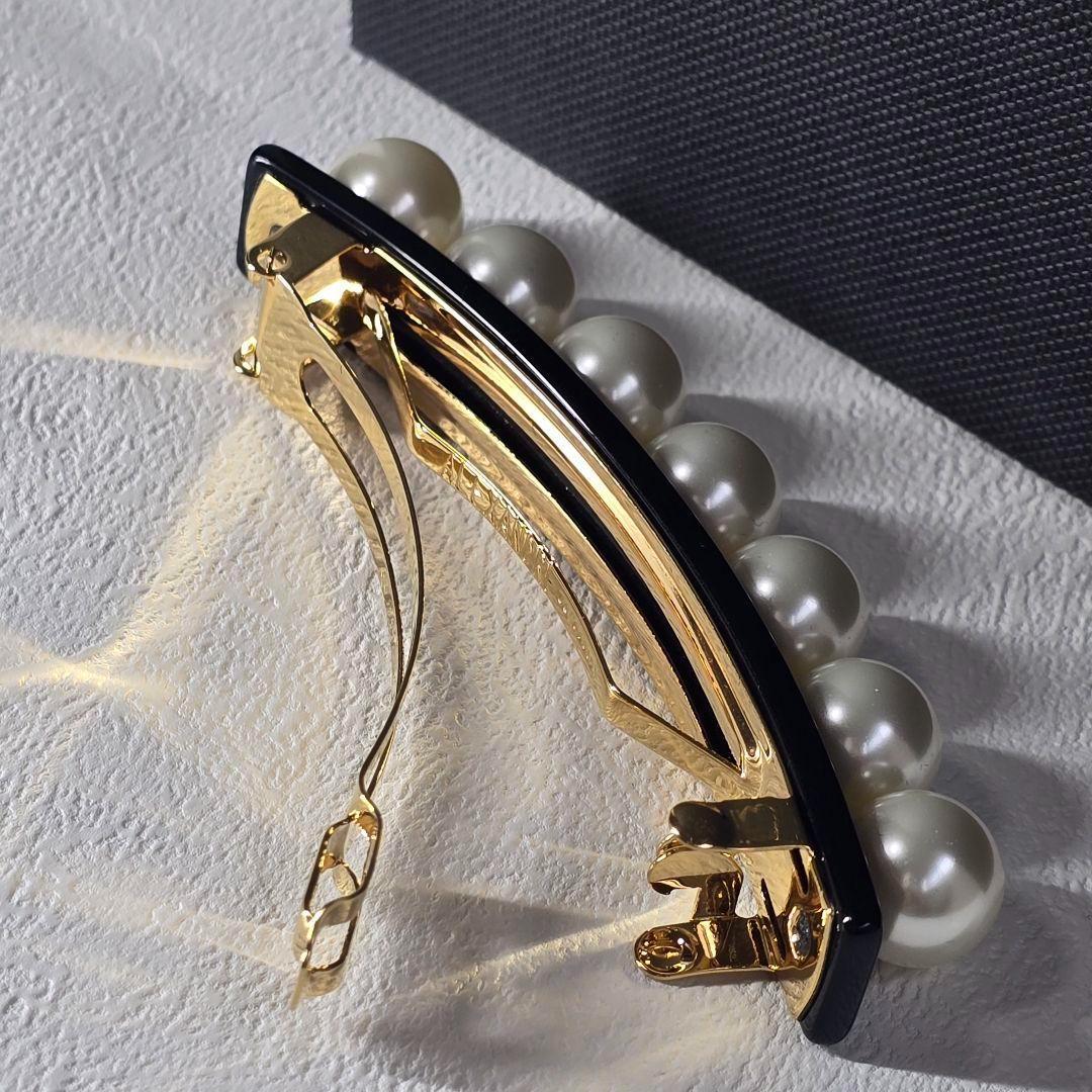 【新品級】アレクサンドル ドゥ パリ バレッタ　パール ブラック