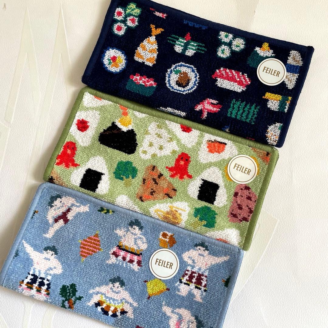 ラブラリー　ハンカチ３枚セット　ハッケヨイ　OHスシ　オムスビ　新品　フェイラー