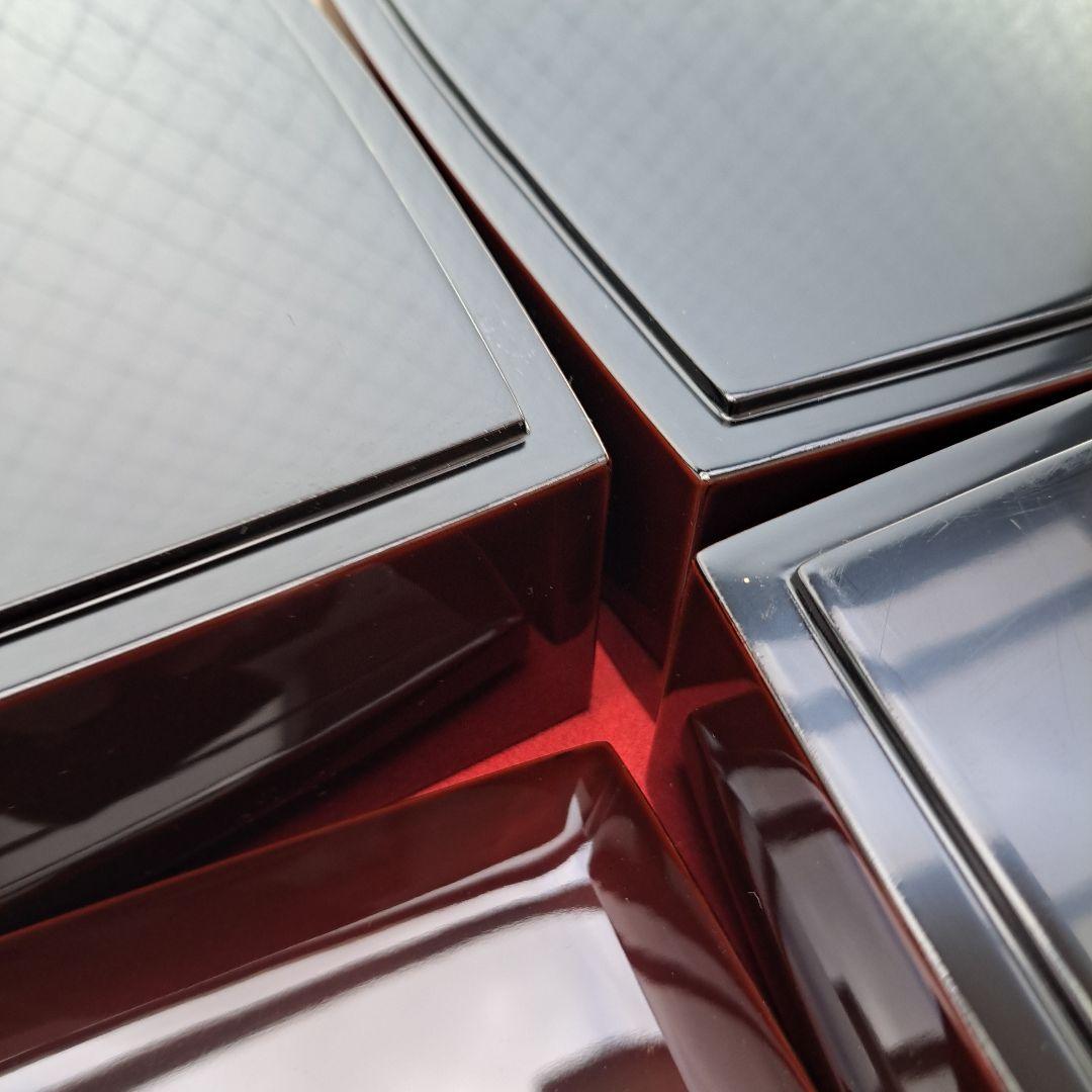 【輪島塗　6.5寸3段重箱】布着本堅地　溜塗/胴張り　未使用品