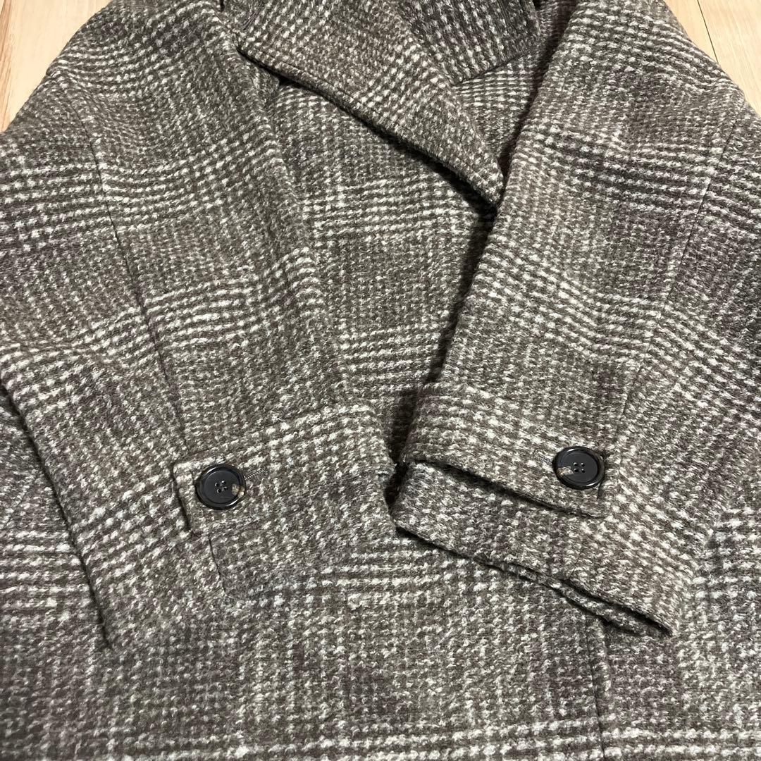 Spick&Span Wスライバーチェックハーフコート　36 ブラウン 23AW