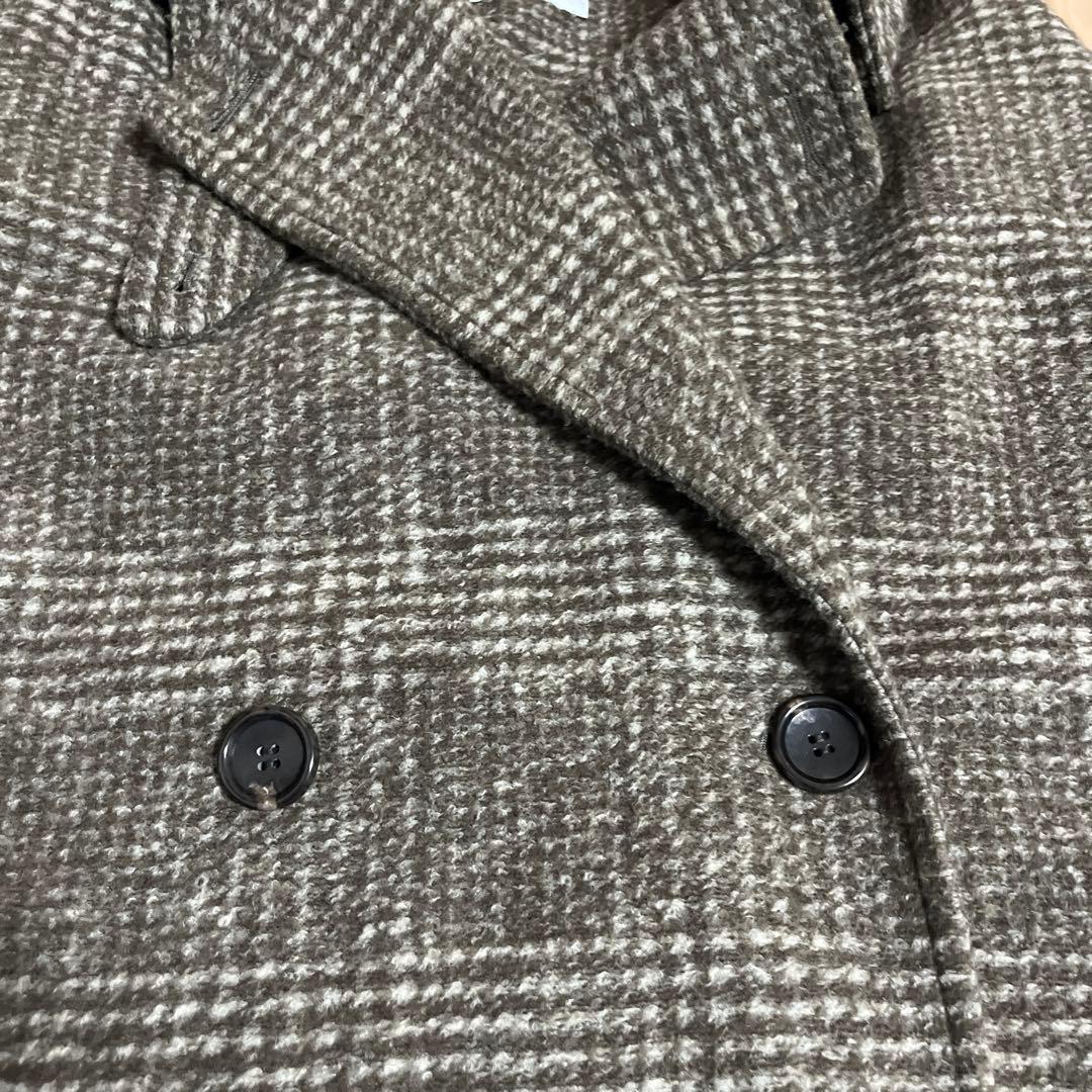 Spick&Span Wスライバーチェックハーフコート　36 ブラウン 23AW