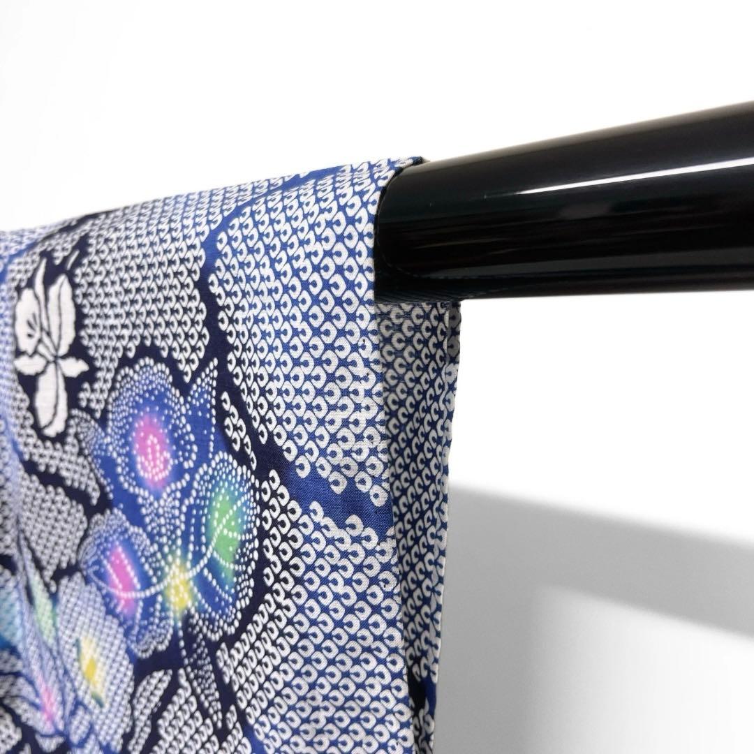 浴衣　花模様　ぼかし染め　流水　鹿の子　総絞り風　着物　074a d