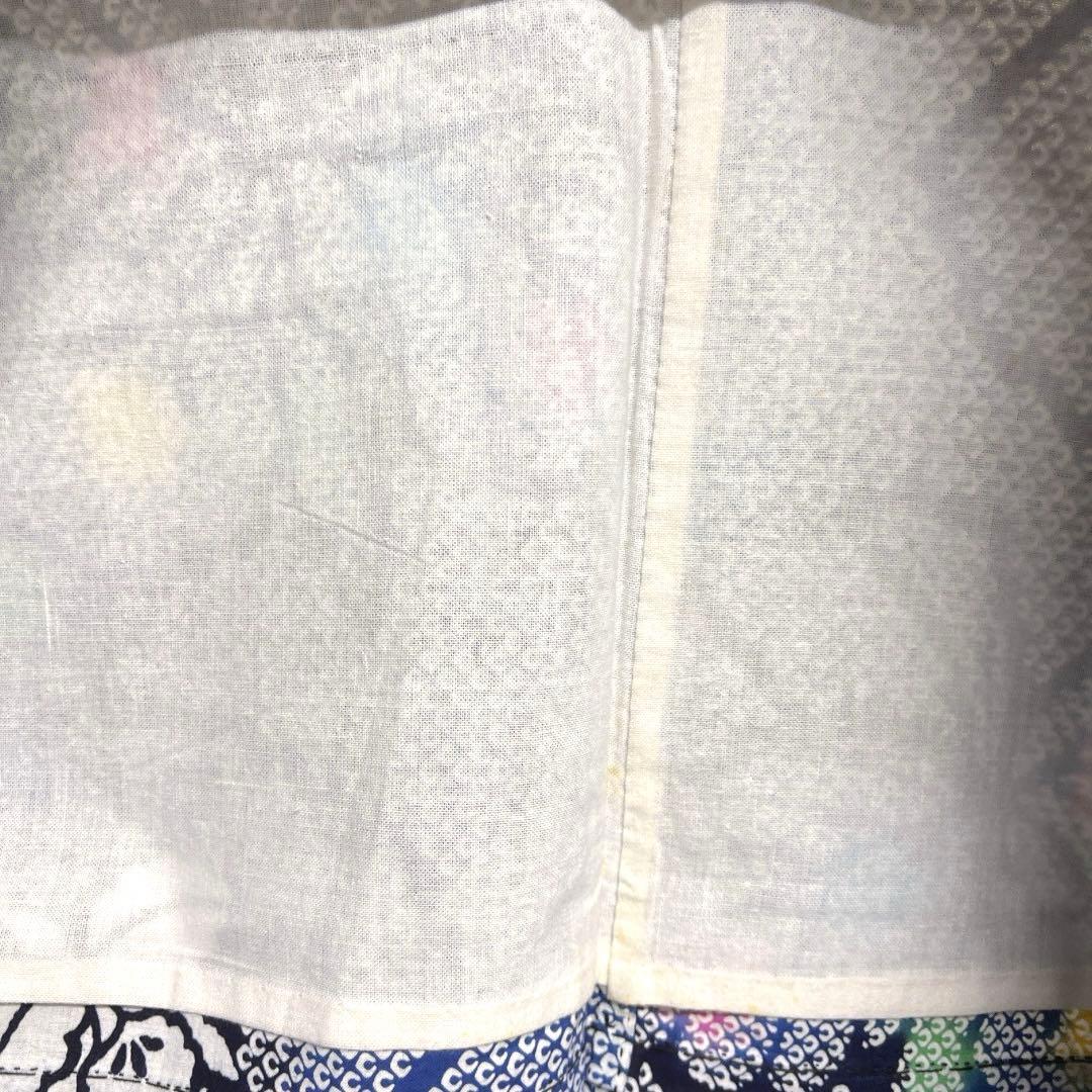 浴衣　花模様　ぼかし染め　流水　鹿の子　総絞り風　着物　074a d