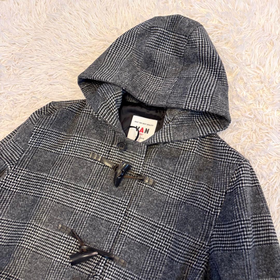【新品タグ付】VANJAC カシミヤ グレンチェック ロング ダッフルコート L