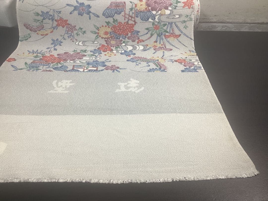 着物 反物 紅型 高級ちりめん 防縮加工 正絹 絹100% 未使用品 966
