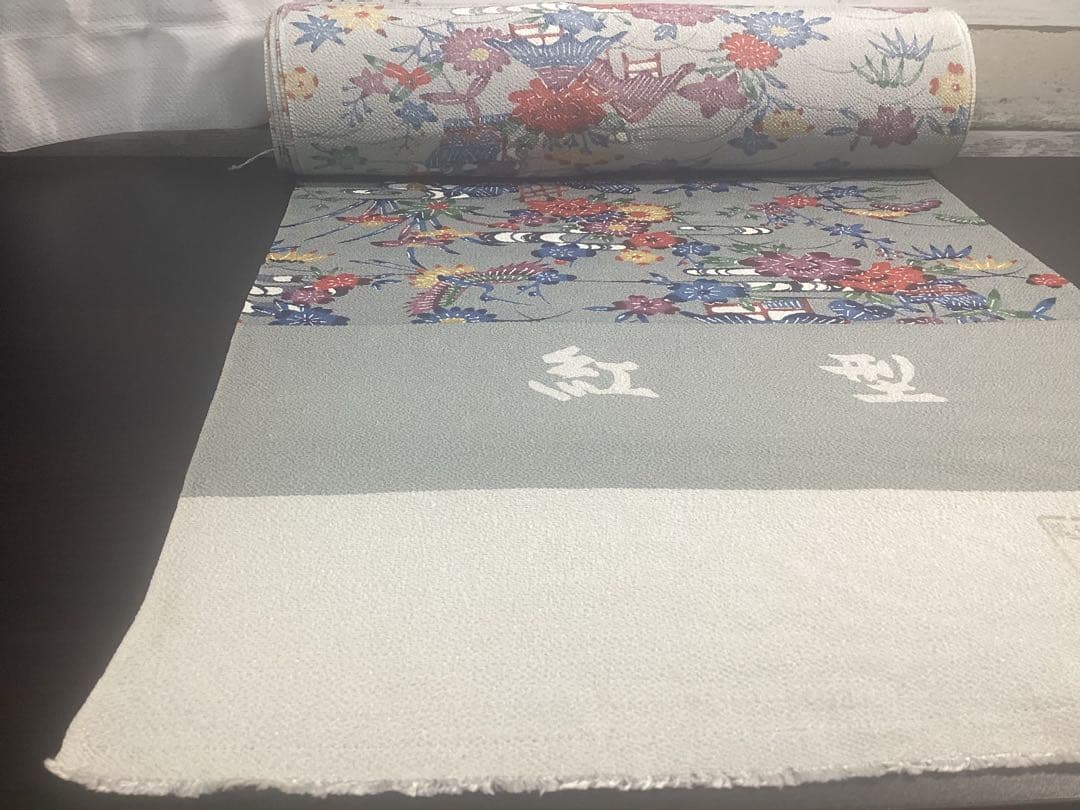 着物 反物 紅型 高級ちりめん 防縮加工 正絹 絹100% 未使用品 966