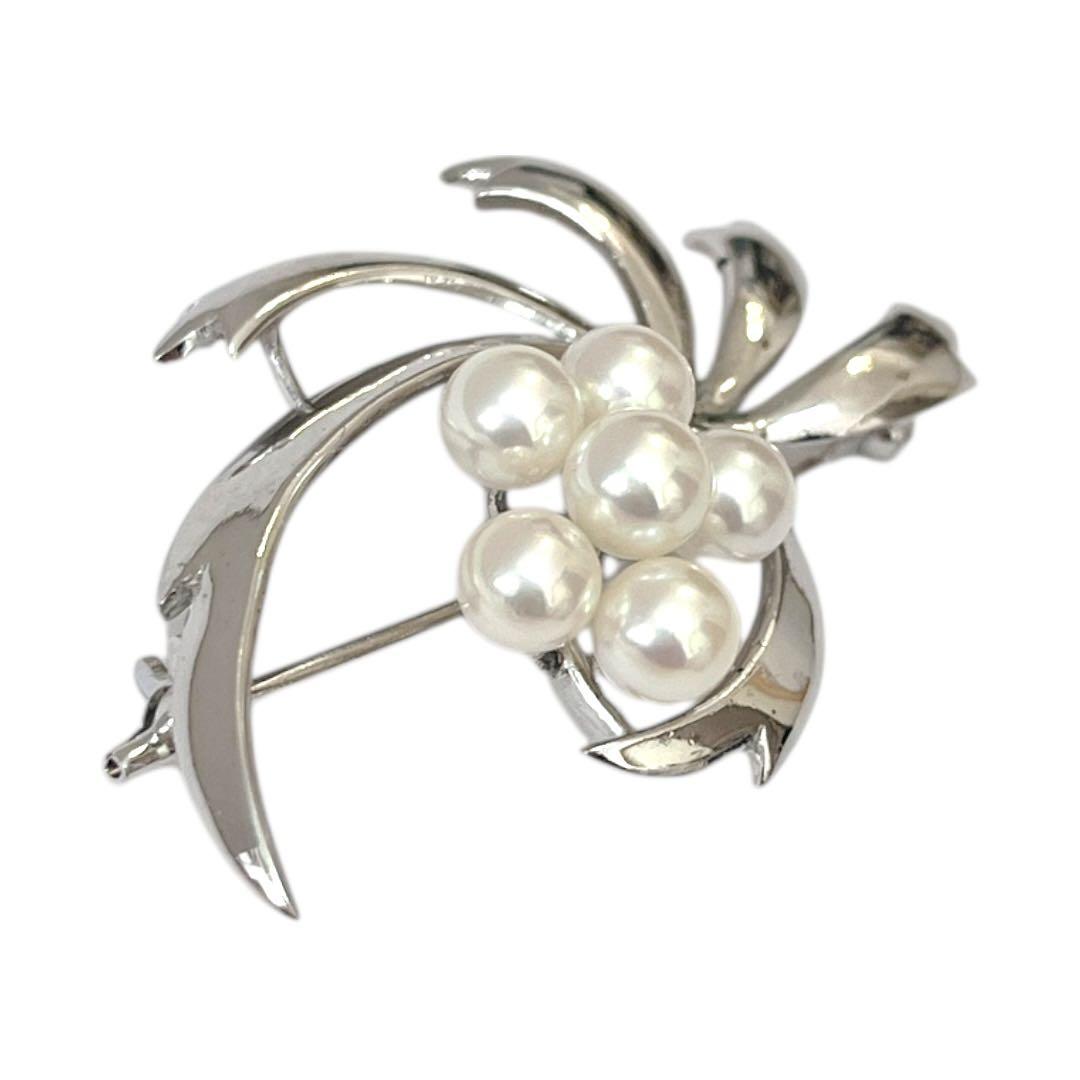 【極美品】MIKIMOTO パールブローチ リーフ お花 アコヤ真珠 業者磨き済