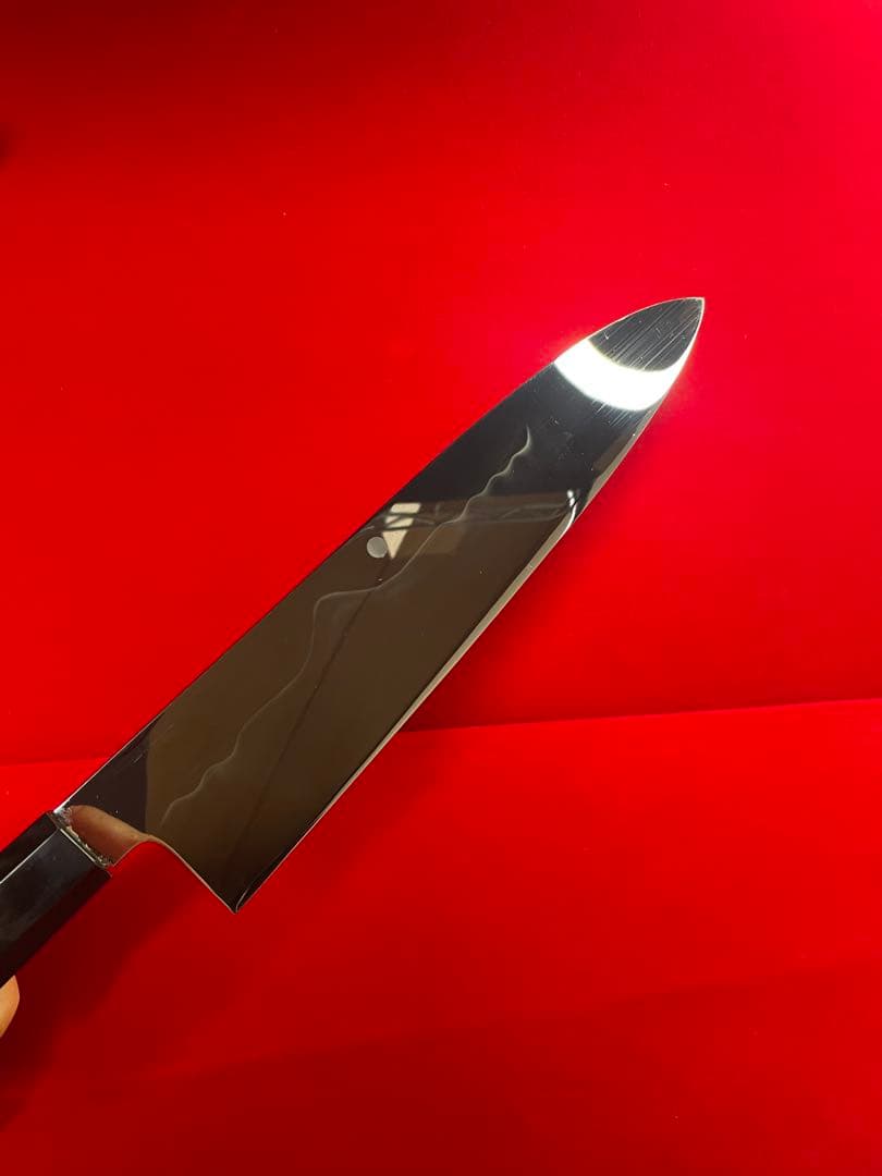 包丁　和牛刀　富士山満月波紋　水本焼　白2鋼　製　鏡面仕上げ　箱付　未使用品