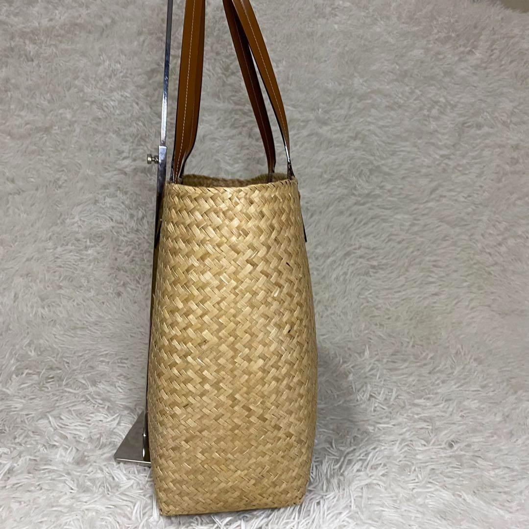 ジミーチュウロンドン　ラフィアトート　かごバッグ　スタッズ　星　大容量　レザー