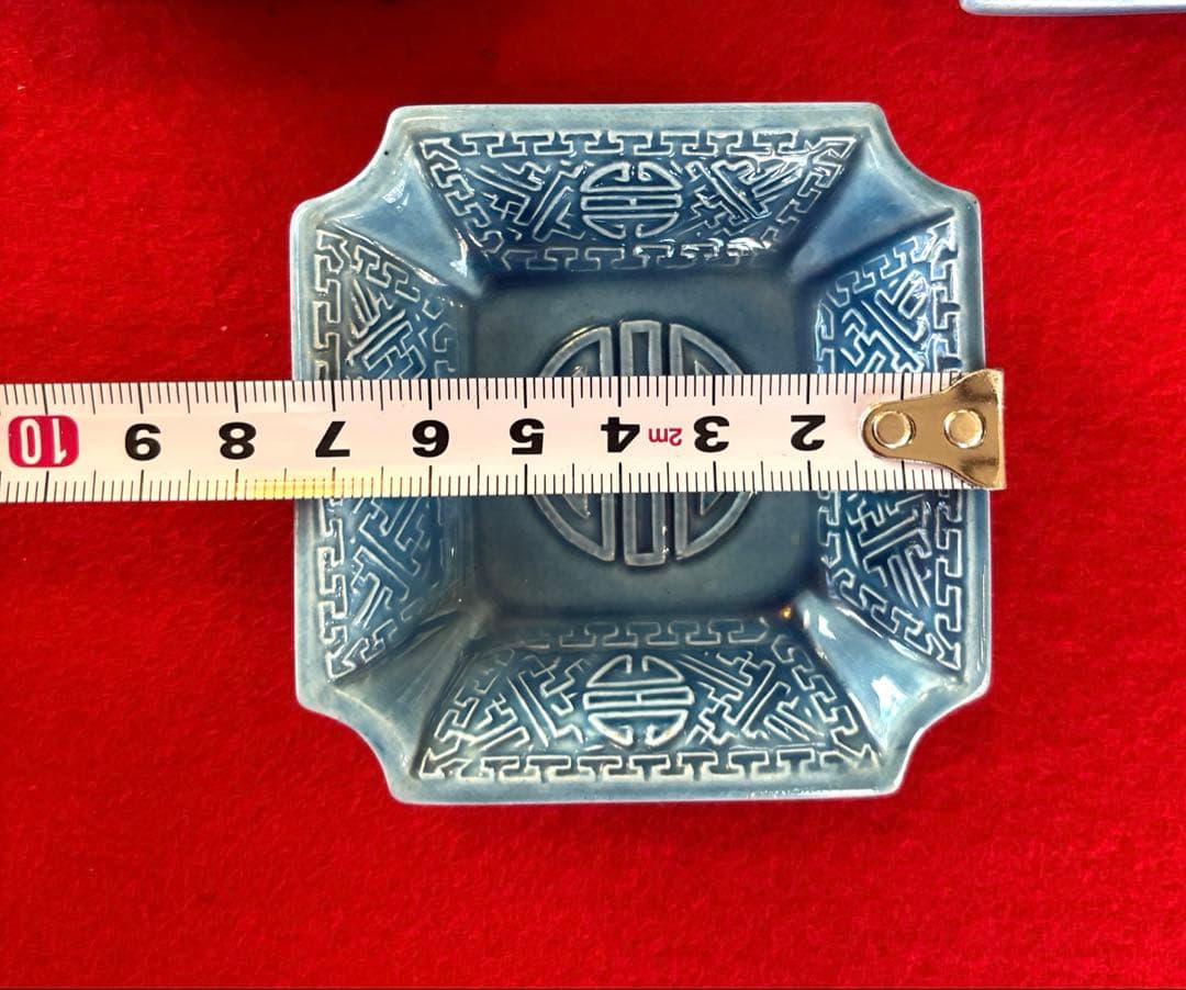 さんちゃん　珉平焼　小皿　四角　10枚　青絵