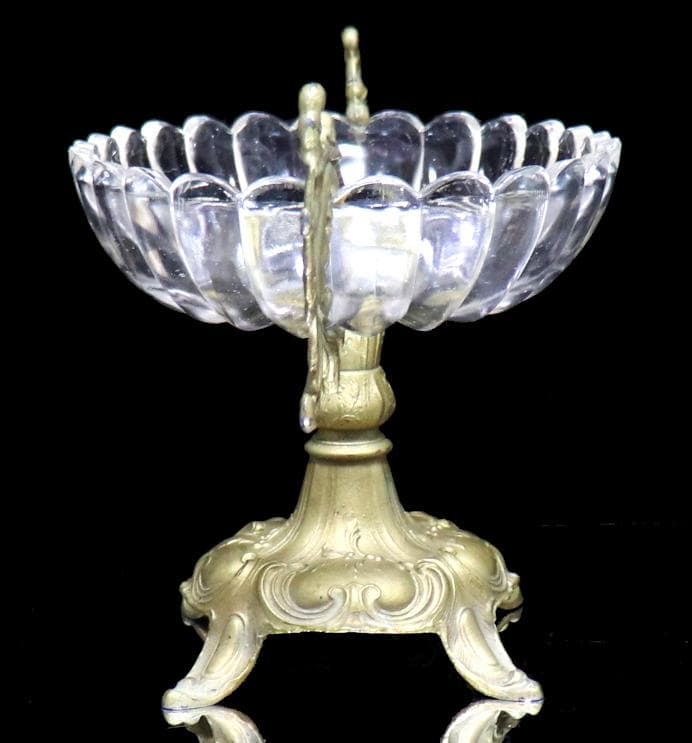 オールド・バカラ 1880年 美術館級ブロンズ装飾 特大 コンポート33.5cm