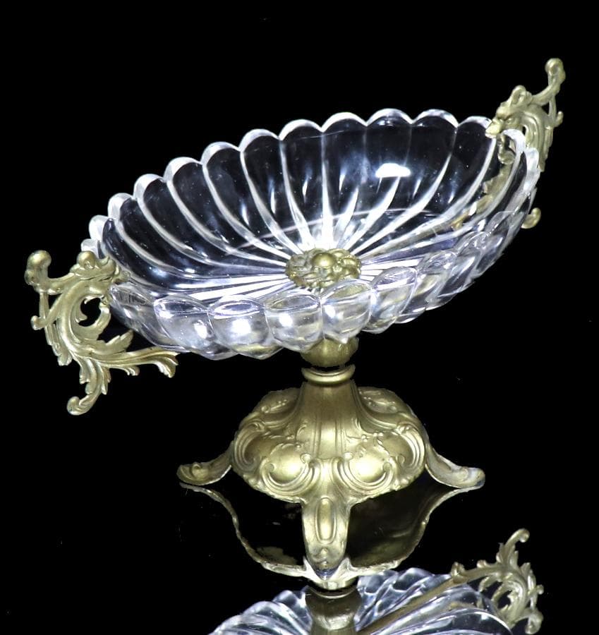 オールド・バカラ 1880年 美術館級ブロンズ装飾 特大 コンポート33.5cm