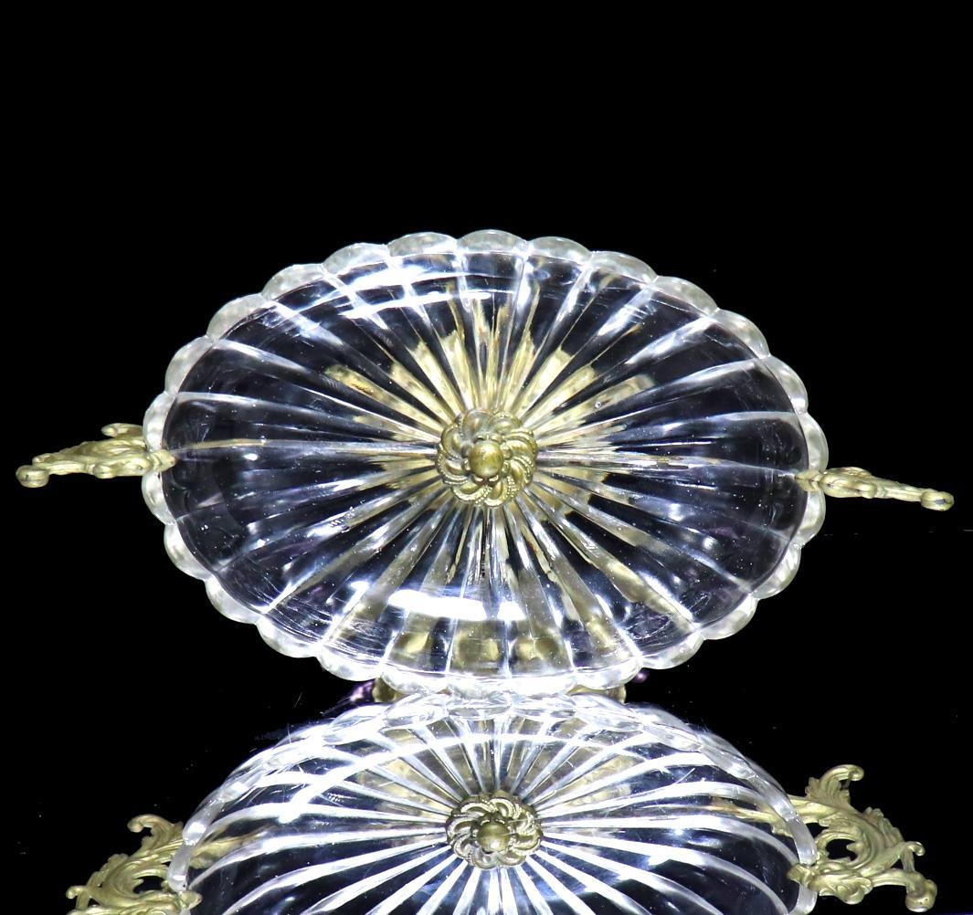 オールド・バカラ 1880年 美術館級ブロンズ装飾 特大 コンポート33.5cm