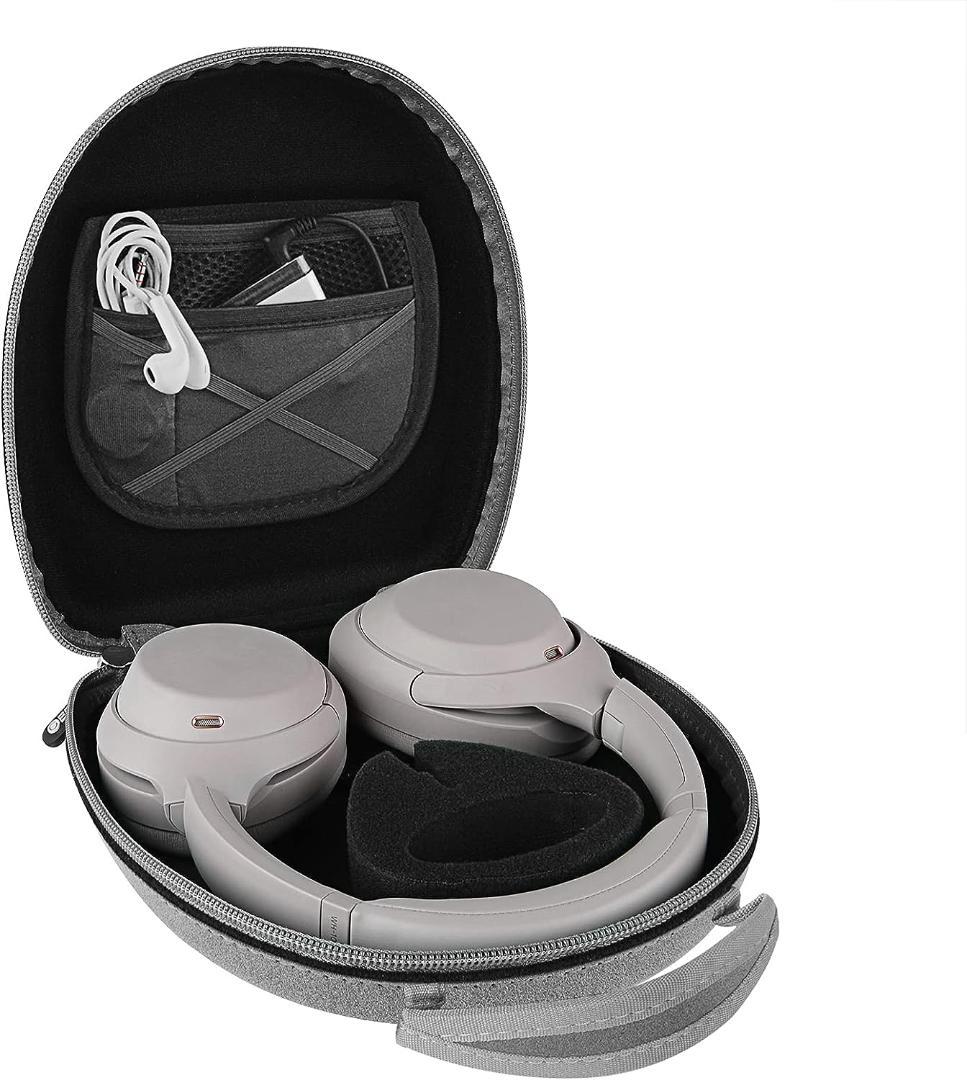 ハードシェルケース 旅行用 ヘッドホンケース 収納ポーチ付き、多機種対応