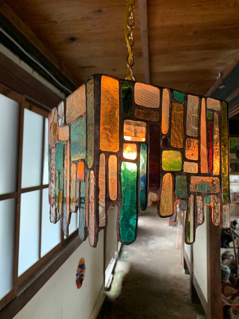 ステンドグラスペンダントライト　ひっかけシーリングランプ