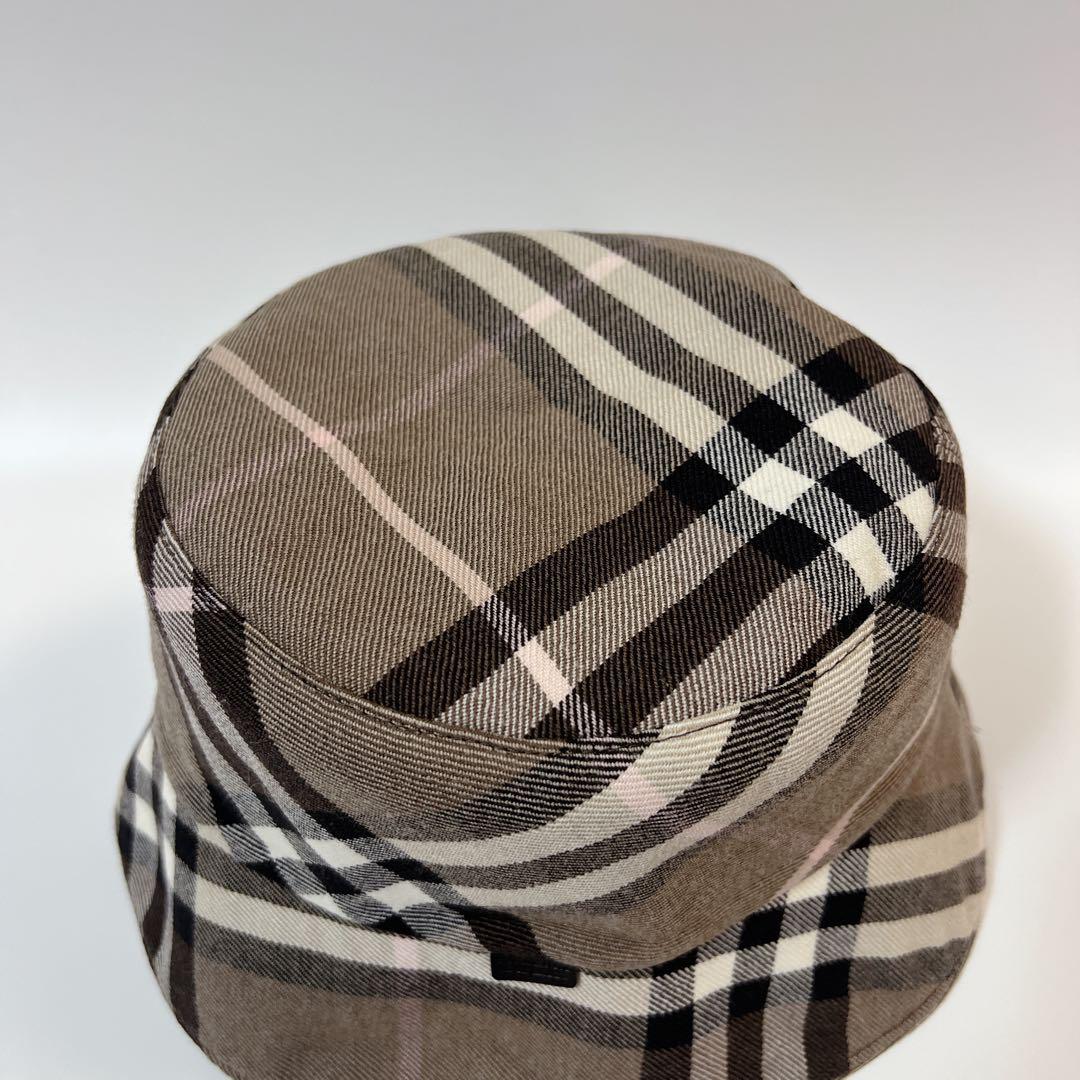《美品》バーバリー リバーシブル バケットハット ノバチェック ブラウン バケハ