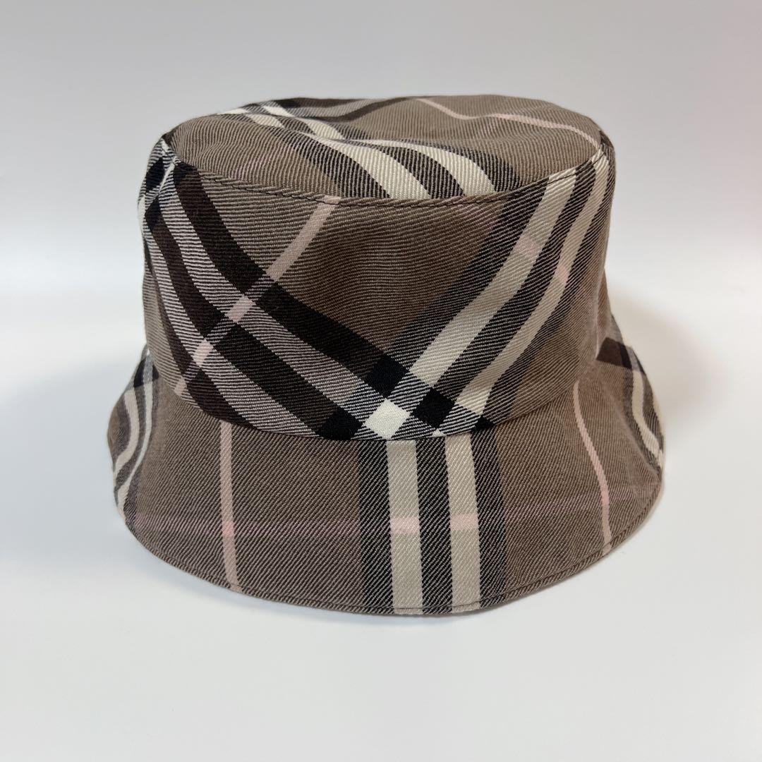 《美品》バーバリー リバーシブル バケットハット ノバチェック ブラウン バケハ