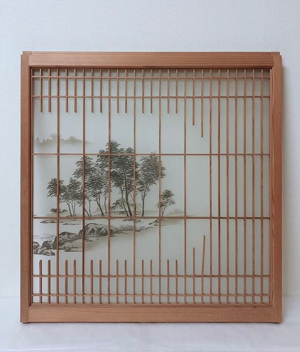 組物障子 2枚 ガラス窓 アンティーク インテリア 骨董品