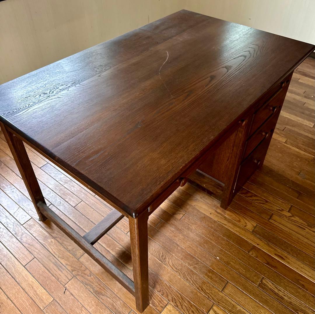 オーク無垢材 片袖書斎デスク 木良久 フランダースの家具やさん 幅117cm