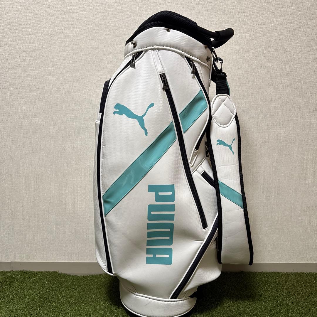 PUMA プーマ 2022年モデル キャディバッグ 9型 ホワイト/ターコイズ