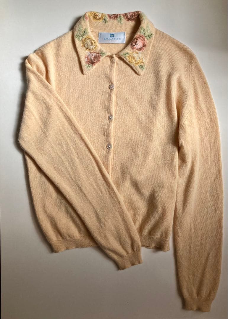 BALLANTYNE バランタイン カシミヤ襟付きカーディガン スコットランド製